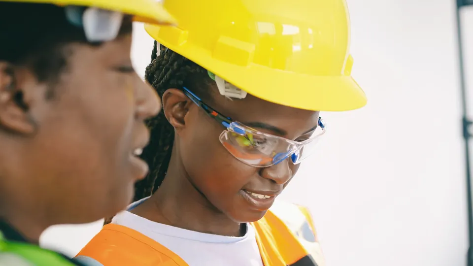 Engineer wearing safety glasses