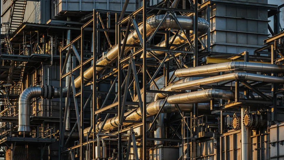 Pipe racks at a petrochemical complex